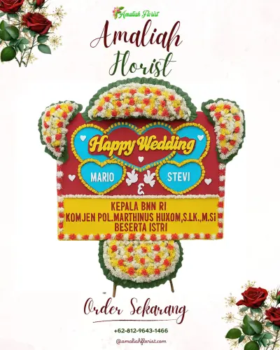 Karangan Papan Bunga Pernikahan di Pagerkasih